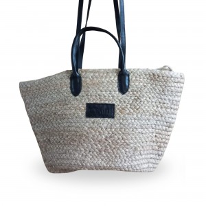 Bolso de yute con acabados de piel "DANIELA"
