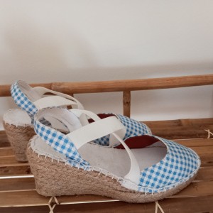 Zapato con Cuña de yute cuadros Vichy SEVILLA