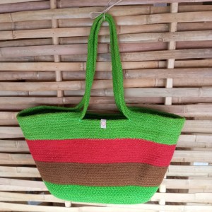 Bolso de yute BERNA Verde, rojo y marrón
