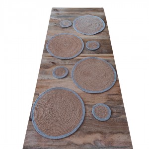 Conjunto de 4 manteles y posavasos de yute, acabado Plateado