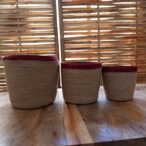 Conjunto de 3 maceteros de yute