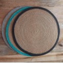 Conjunto de 4 manteles y posavasos de yute, acabado Turquesa