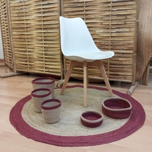 Conjunt en promoció de Catifa de jute rodona 120cm + cistells + Testos
